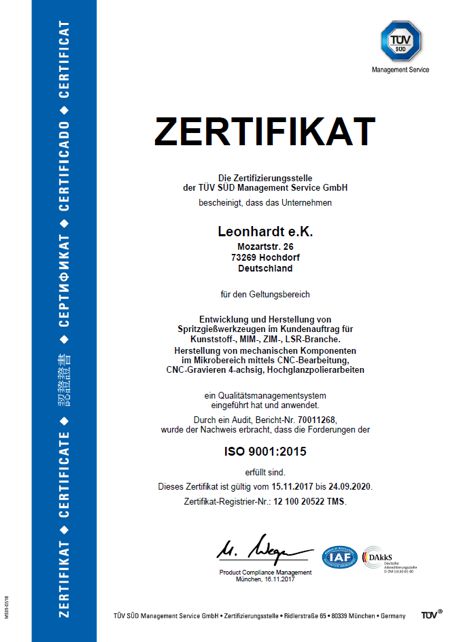 Zertifikat ISO 9001:2015